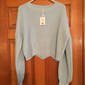 Baby blue crop top sweater